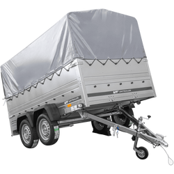 Przyczepka lekka 264x150 UNITRAILER GARDEN 265/2 KIPP z burtami BIS, stelażem H-800 i pokrowcem szarym