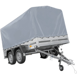 Przyczepka dwuosiowa 264x150 UNITRAILER GARDEN 265/2 KIPP ze stelażem H-1100 i pokrowcem szarym