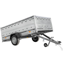 Przyczepka samochodowa 264x150 UNITRAILER GARDEN 265 KIPP z burtami BIS,  stelażem H-0 i pokrowcem szarym