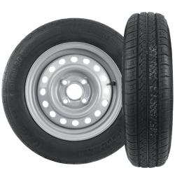Komplet dwóch kół do przyczep UNITRAILER / TEMARED / BRENDERUP / STEMA / BÖCKMANN OPONA KENDA 145/80 R13 78N FELGA STARCO 4Jx13"H2 4x100 ET:30
