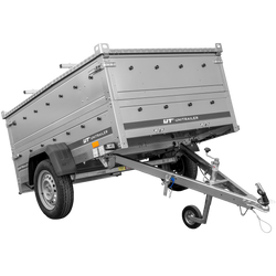 Przyczepka lekka 200x125 UNITRAILER GARDEN 201 KIPP z burtami BIS i pokrywą aluminiową