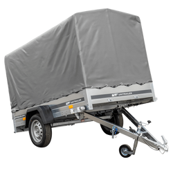 Przyczepka jednoosiowa 230x125 UNITRAILER GARDEN 230 KIPP ze stelażem H-1100 i pokrowcem szarym