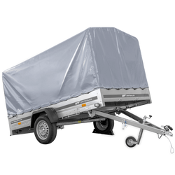 Przyczepka samochodowa na resorach 264x150 UNITRAILER GARDEN 265/R KIPP ze stelażem H-1100 i pokrowcem szarym