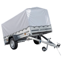 Przyczepka jednoosiowa na resorach 230x125 UNITRAILER GARDEN 230/R KIPP  ze stelażem H-800 i plandeką szarą