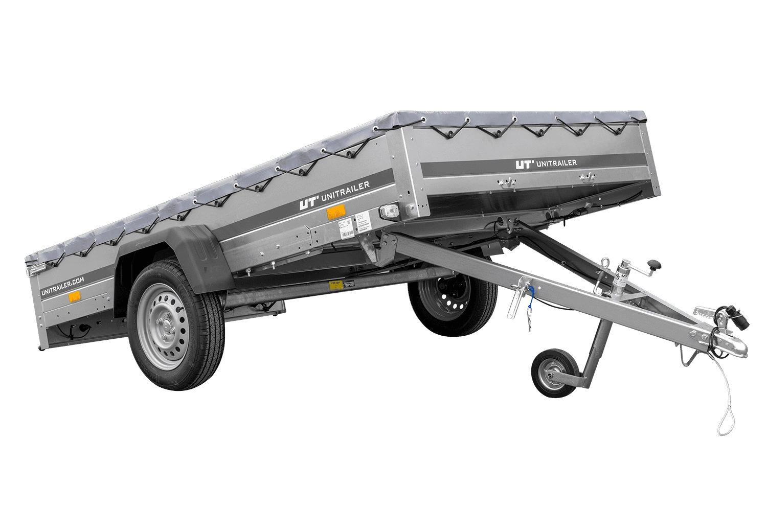 Przyczepka samochodowa 264x150 UNITRAILER GARDEN 265 KIPP ze stelażem H-0 i pokrowcem szarym