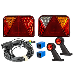 Zestaw świateł: lampy tylne DOBPLAST DPT35 LED + obrysowe FRISTOM FT-009 LED + wiązka MANTES 7m 7-PIN