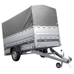 Przyczepka lekka na resorach 264x125 UNITRAILER FORCE 264/R KIPP z burtami BIS, stelażem H-800 i pokrowcem szarym