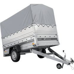 Przyczepka samochodowa 230x125 UNITRAILER FORCE 230 KIPP z burtami BIS, stelażem H-800 i pokrowcem szarym