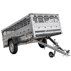 Przyczepka jednoosiowa 264x125 UNITRAILER GARDEN 264 KIPP z burtami siatkowymi i plandeką szarą