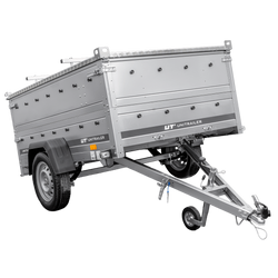Przyczepka lekka na resorach 200x125 UNITRAILER GARDEN 201/R KIPP z burtami BIS i pokrywą aluminiową