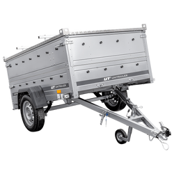 Przyczepka jednoosiowa na resorach 230x125 UNITRAILER GARDEN 230/R KIPP z burtami BIS i pokrywą aluminiową