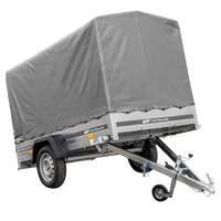 Przyczepka samochodowa na resorach 230x125 UNITRAILER GARDEN 230/R KIPP ze stelażem H-1100 i pokrowcem szarym