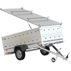 Przyczepka jednoosiowa 264x125 UNITRAILER GARDEN 264 KIPP z burtami BIS i pokrywą aluminiową
