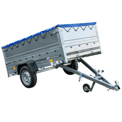 Przyczepka lekka 230x125 UNITRAILER GARDEN 230 KIPP z burtami BIS i plandeką niebieską