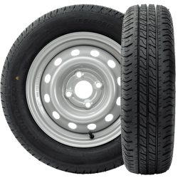 Komplet dwóch kół do przyczepki OPONY LINGLONG 155/70 R13 75N FELGI UNITRAILER 4Jx13"H2 4x100 ET:30