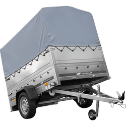 Przyczepka lekka na resorach 200x125 UNITRAILER GARDEN 201/R KIPP z burtami BIS, stelażem H-800 i pokrowcem szarym