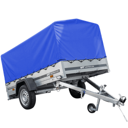 Przyczepka lekka 230x125 UNITRAILER GARDEN 230 KIPP ze stelażem H-800 i pokrowcem niebieskim