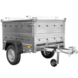 Przyczepka jednoosiowa 150x106 UNITRAILER GARDEN 150 KIPP z burtami BIS i pokrywą aluminiową