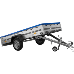 Przyczepka lekka 264x125 UNITRAILER GARDEN 264 KIPP ze stelażem H-0 i pokrowcem niebieskim