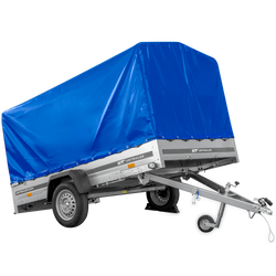 Przyczepka jednoosiowa 264x150 UNITRAILER GARDEN 265 KIPP ze stelażem H-1100 i pokrowcem niebieskim