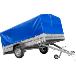 Przyczepka jednoosiowa 264x150 UNITRAILER GARDEN 265 KIPP ze stelażem H-800 i pokrowcem niebieskim