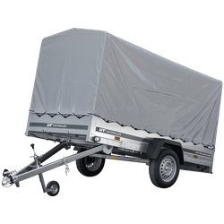 Przyczepka samochodowa 264x125 UNITRAILER GARDEN 264 KIPP ze stelażem H-1100 i pokrowcem szarym