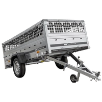 Przyczepka jednoosiowa na resorach 264x125 UNITRAILER GARDEN 264/R KIPP z burtami siatkowymi, stelażem H-0 i plandeką szarą