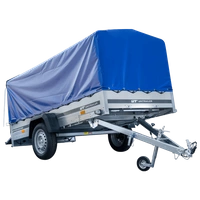 Przyczepka jednoosiowa na resorach 264x125 UNITRAILER GARDEN 264/R KIPP ze stelażem H-800 i plandeką niebieską