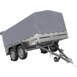 Przyczepka dwuosiowa 264x150 UNITRAILER GARDEN 265/2 KIPP ze stelażem H-800 i pokrowcem szarym
