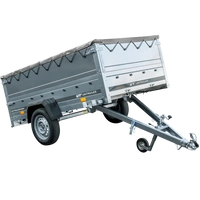 Przyczepka samochodowa na resorach 230x125 UNITRAILER GARDEN 230/R KIPP z burtami BIS, stelażem H-0 i pokrowcem szarym