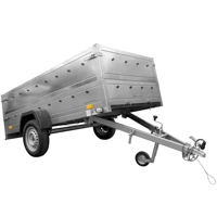 Przyczepka jednoosiowa na resorach 264x125 UNITRAILER GARDEN 264/R KIPP z burtami BIS, stelażem H-0 i plandeką szarą