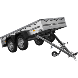 Przyczepka dwuosiowa 264x125 UNITRAILER GARDEN 264/2 KIPP ze stelażem H-0 i pokrowcem szarym