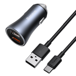 Zestaw ładowarka samochodowa BASEUS Golden Pro 2xUSB 40W + kabel USB