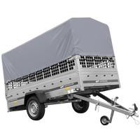 Przyczepka samochodowa na resorach 264x125 UNITRAILER GARDEN 264/R KIPP z burtami siatkowymi, stelażem H-800 i pokrowcem szarym