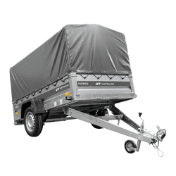Przyczepka samochodowa na resorach 230x125 UNITRAILER FORCE 230/R KIPP ze stelażem H-800 i pokrowcem szarym