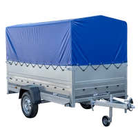 Przyczepka samochodowa na resorach 264x125 UNITRAILER GARDEN 264/R KIPP z burtami BIS, stelażem H-800 i pokrowcem niebieskim