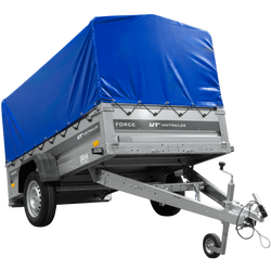 Przyczepka jednoosiowa 230x125 UNITRAILER FORCE 230 KIPP ze stelażem H-800 i pokrowcem niebieskim