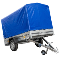 Przyczepka samochodowa na resorach 230x125 UNITRAILER GARDEN 230/R KIPP ze stelażem H-1100 i pokrowcem niebieskim