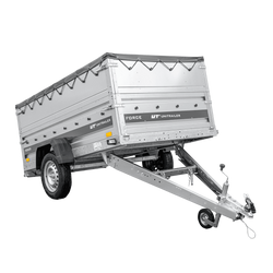 Przyczepka lekka 230x125 UNITRAILER FORCE 230 KIPP z burtami BIS, stelażem H-0 i pokrowcem szarym
