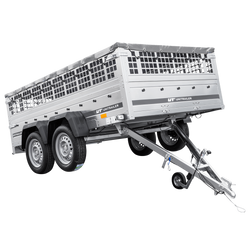 Przyczepka lekka 264x150 UNITRAILER GARDEN 265/2 KIPP z burtami siatkowymi, stelażem H-0 i pokrowcem szarym