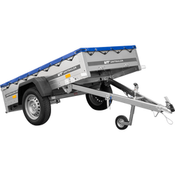 Przyczepka lekka 200x106 UNITRAILER GARDEN 200 KIPP ze stelażem H-0 i pokrowcem niebieskim