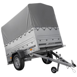 Przyczepka lekka 200x106 UNITRAILER GARDEN 200 KIPP z burtami BIS, stelażem H-800 i pokrowcem szarym