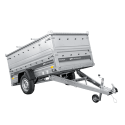 Przyczepka jednoosiowa na resorach 230x125 UNITRAILER FORCE 230/R KIPP z burtami BIS i pokrywą aluminiową