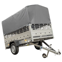 Przyczepka samochodowa na resorach 230x125 UNITRAILER GARDEN 230/R KIPP z burtami siatkowymi, stelażem H-800 i pokrowcem szarym