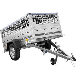 Przyczepka jednoosiowa 200x106 UNITRAILER GARDEN 200 KIPP z burtami siatkowymi i plandeką szarą